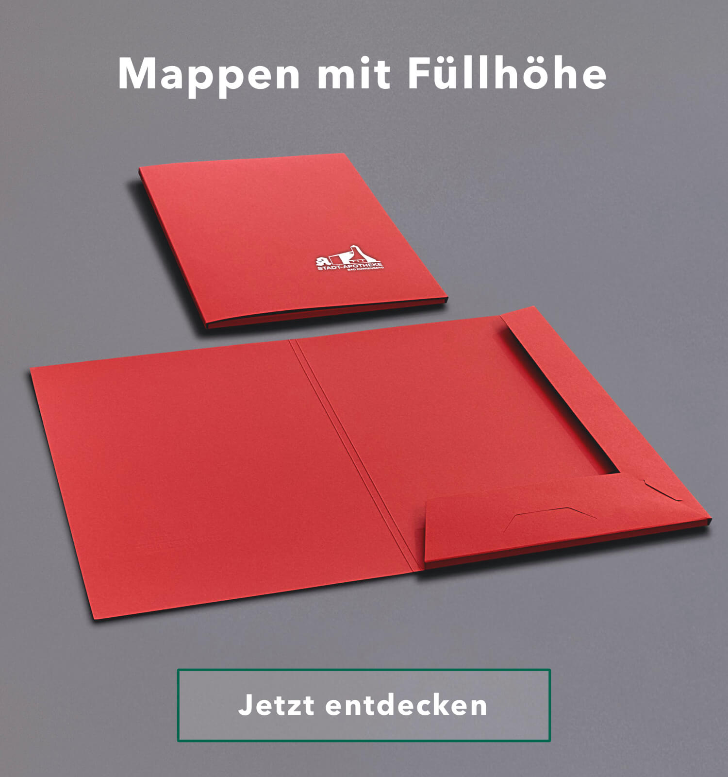 Präsentationsmappen mit Fuellhoehe