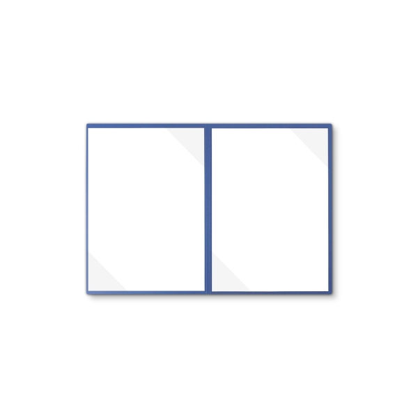 Karton-Mappe mit Lederstruktur 2-teilig in Blau mit 2 Seiten Dreiecktaschen