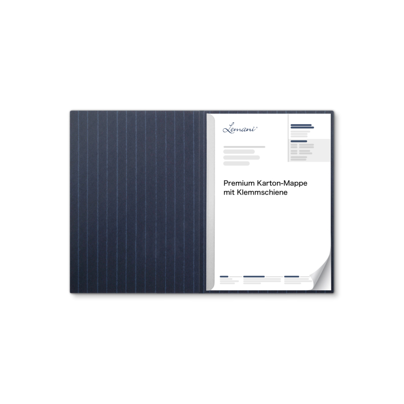 Karton-Mappe mit Nadelstreifen-Design 1-teilig in navy blue mit 1 Klemmschiene