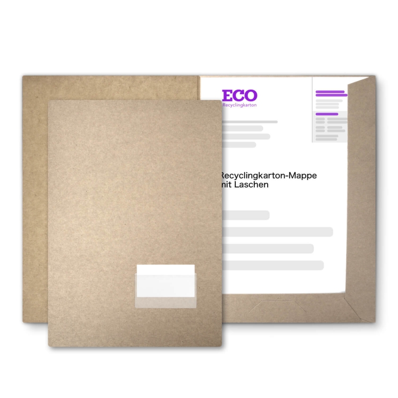 10 Stück Projektmappen mit Kartenfach (außen) und Laschen ECO Recyclingkarton (8838)