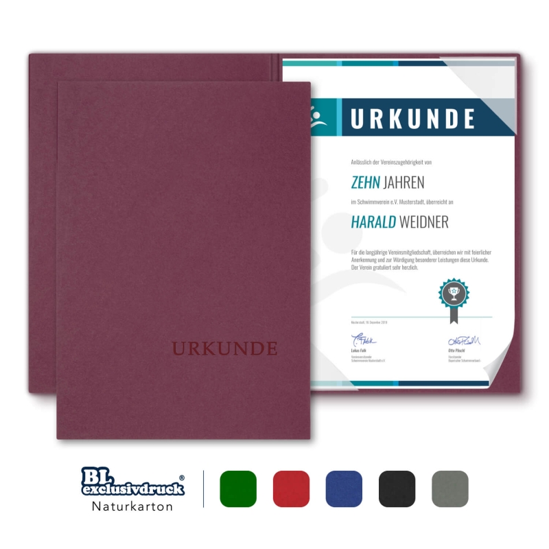 8 Stück Urkundenmappen BL-exclusivdruck® BASIC Naturkarton