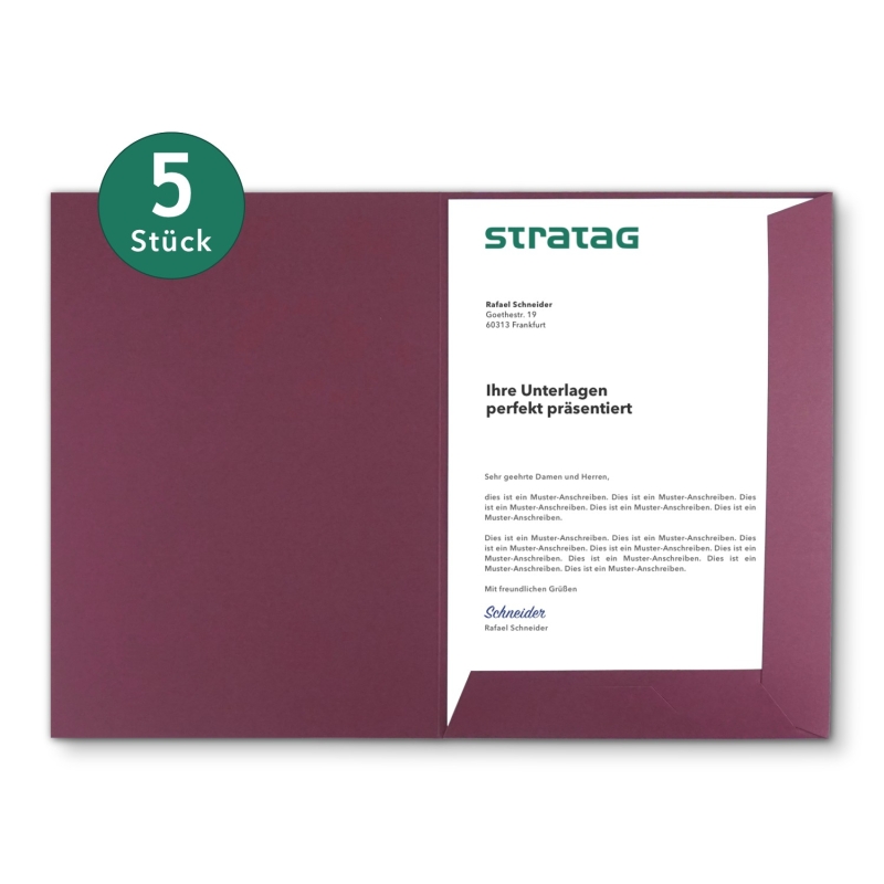 5 Stück Präsentationsmappen BL-exclusivdruck® Naturkarton