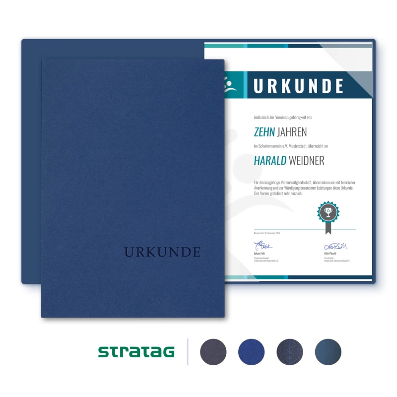 8 Stück Urkundenmappen STRATAG Basic - Edition BLUE