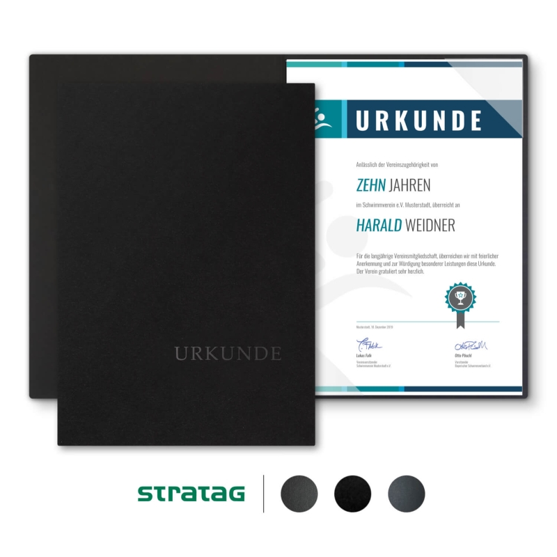 8 Stück Urkundenmappen STRATAG Basic - BLACK Edition