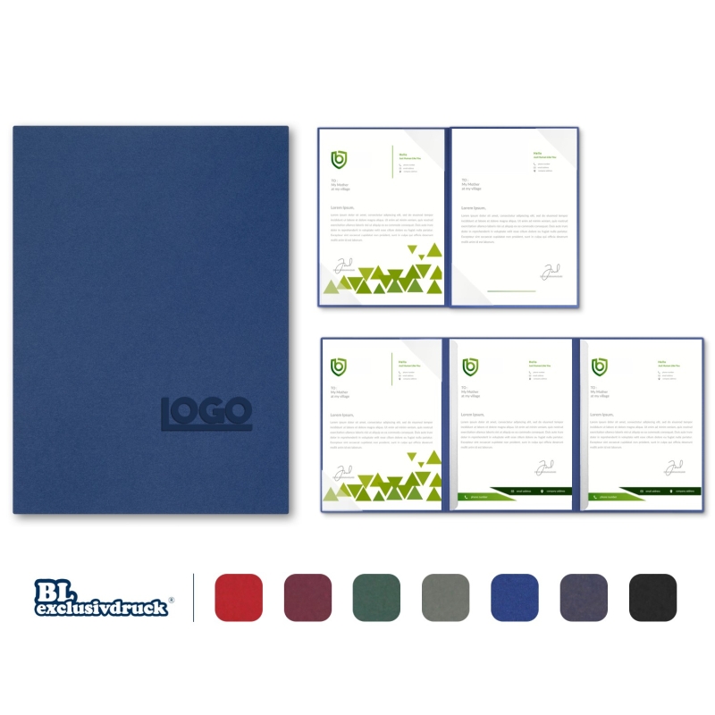 5 Stück 4-teilige Werbemappen BL-exclusivdruck® MEGA-plus Naturkarton