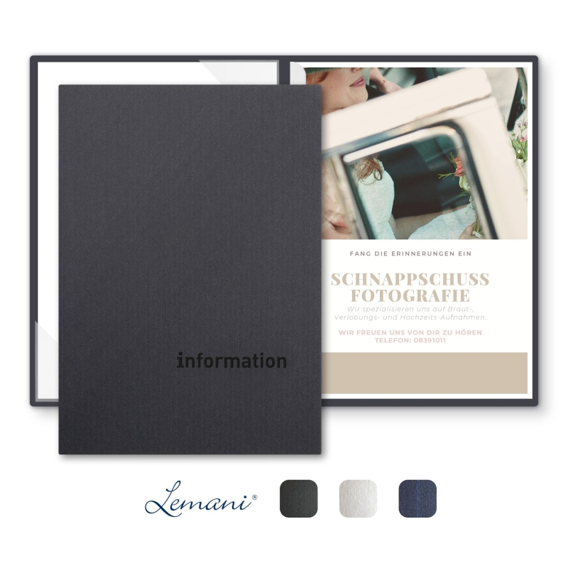 8 Stück Informationsmappen Lemani® CARISMA Textil-Design