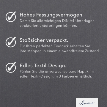 8 Stück Informationsmappen Lemani® CARISMA Textil-Design