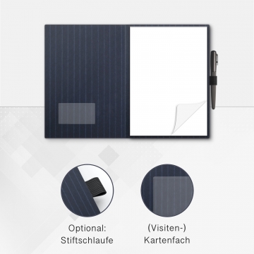 8 Stück Schreibmappen mit Notizblock Lemani® IMPULS Textil-Design