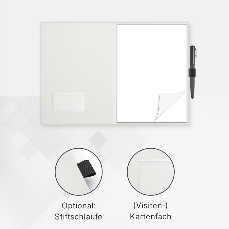 8 Stück Schreibmappen mit Notizblock Lemani® IMPULS Textil-Design