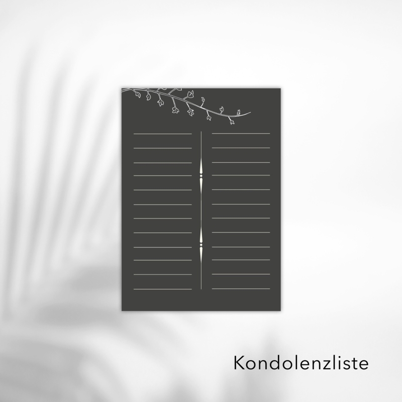 Kondolenzliste Schlicht Black