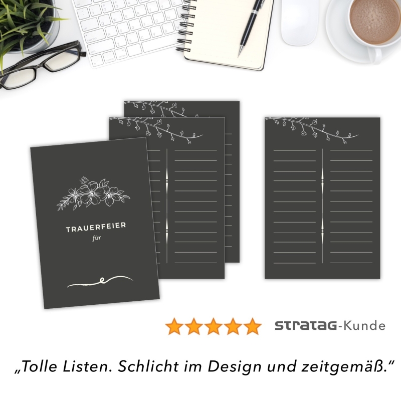 Kondolenzliste Schlicht Black