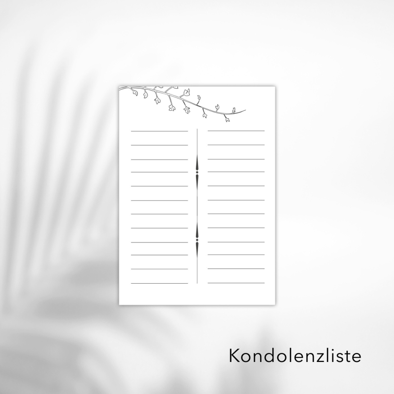 Kondolenzliste Schlicht White