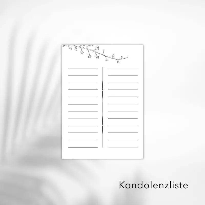Kondolenzliste Schlicht White