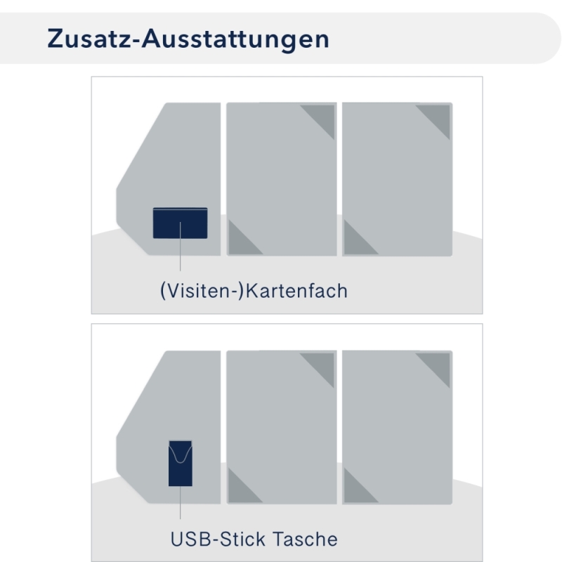 Karton-Mappe mit Textil-Design 2-teilig in dark grey mit 2 Seiten Dreiecktaschen und eleganter Verschlusslasche