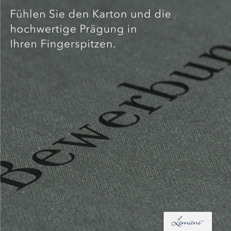 Premium Karton-Mappe 2-teilig in dark grey mit 2 Seiten Dreiecktaschen und eleganter Verschlusslasche