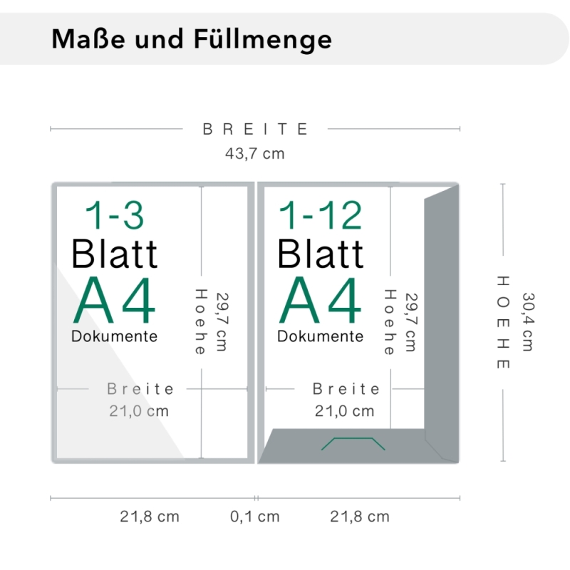 Naturkarton-Mappe 2-teilig in Königsblau mit Laschen und großer Dreiecktasche