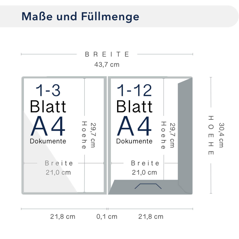 Naturkarton-Mappe 2-teilig in Marineblau mit Laschen und großer Dreiecktasche