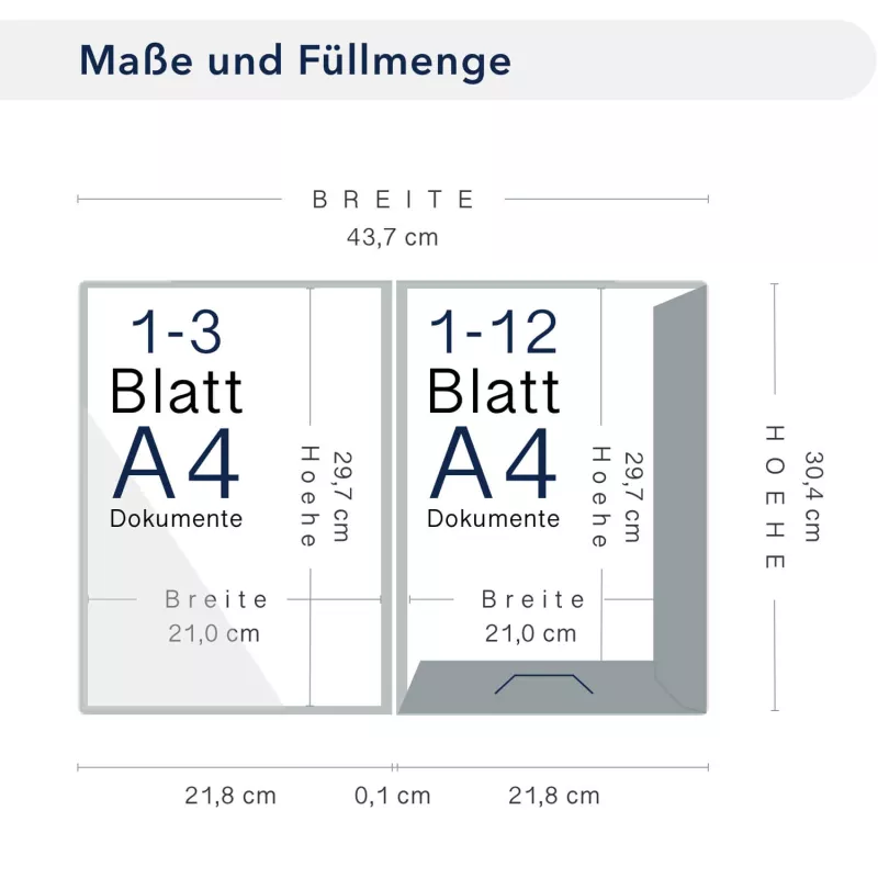 Premium Karton-Mappe 2-teilig in Marineblau mit Laschen und großer Dreiecktasche