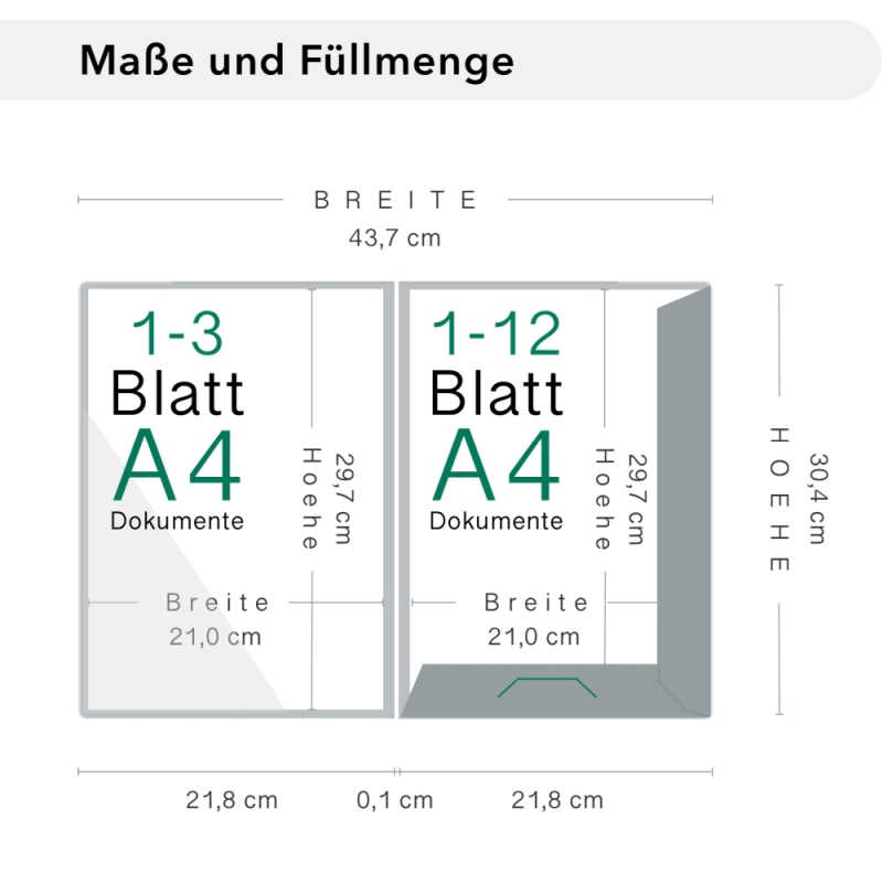 Naturkarton-Mappe 2-teilig in Steingrau mit Laschen und großer Dreiecktasche