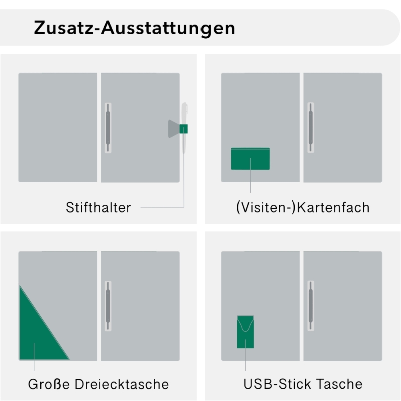 Naturkarton-Mappe 1-teilig in Blattgrün mit 1 Heftstreifen