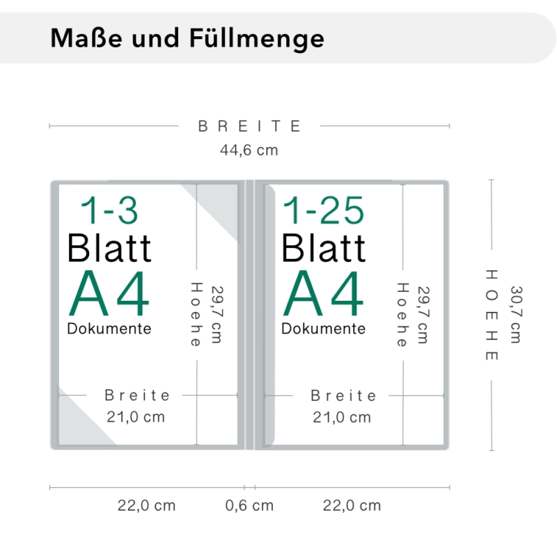 Naturkarton-Mappe 2-teilig in Blattgrün mit Dreiecktaschen und 1 Klemmschiene