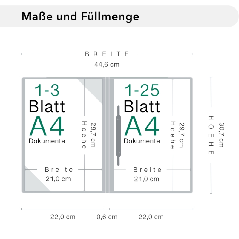 Naturkarton-Mappe 2-teilig in Blattgrün mit Dreiecktaschen und 1 Heftstreifen