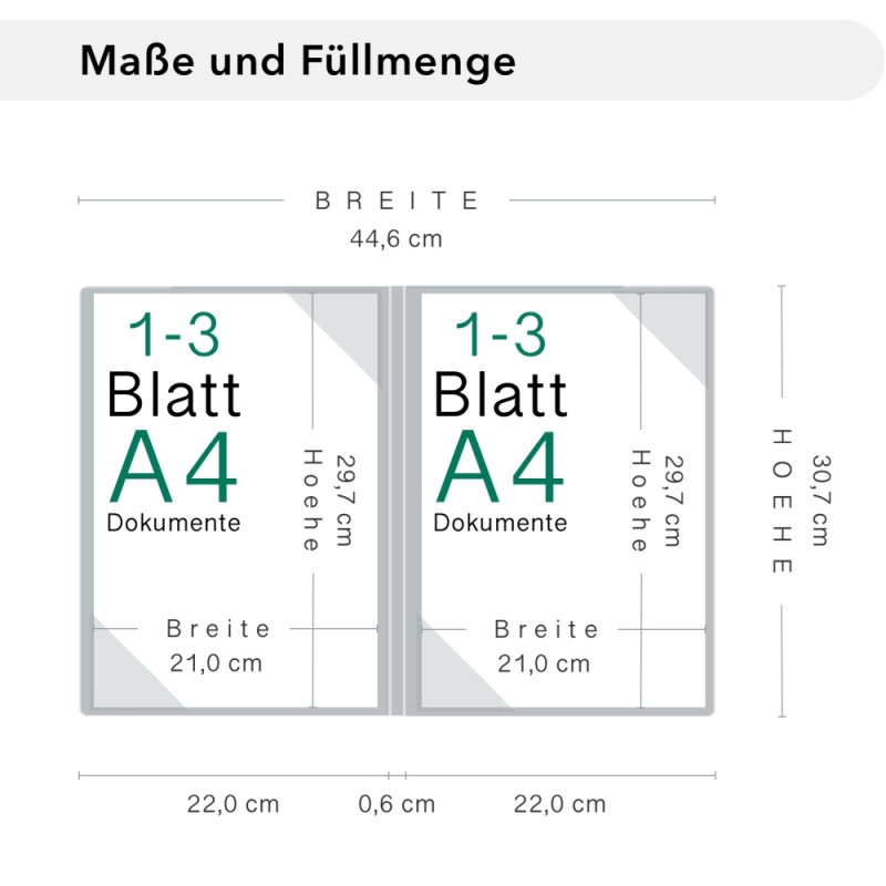 Naturkarton-Mappe 2-teilig in Blattgrün mit 2 Seiten Dreiecktaschen