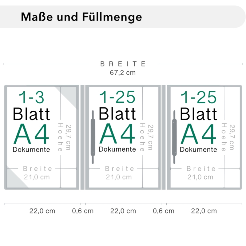 Naturkarton-Mappe 4-teilig in Blattgrün mit 2 Seiten Dreiecktaschen und 2 Heftstreifen