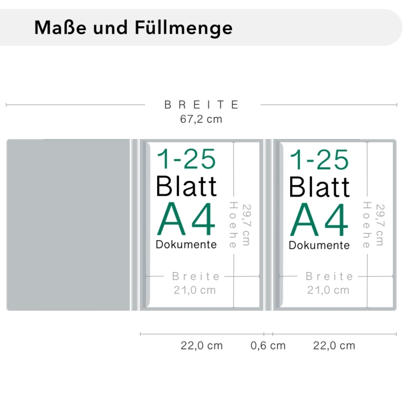 Naturkarton-Mappe 3-teilig in Blattgrün mit runder Metallklammer und 2 Klemmschienen