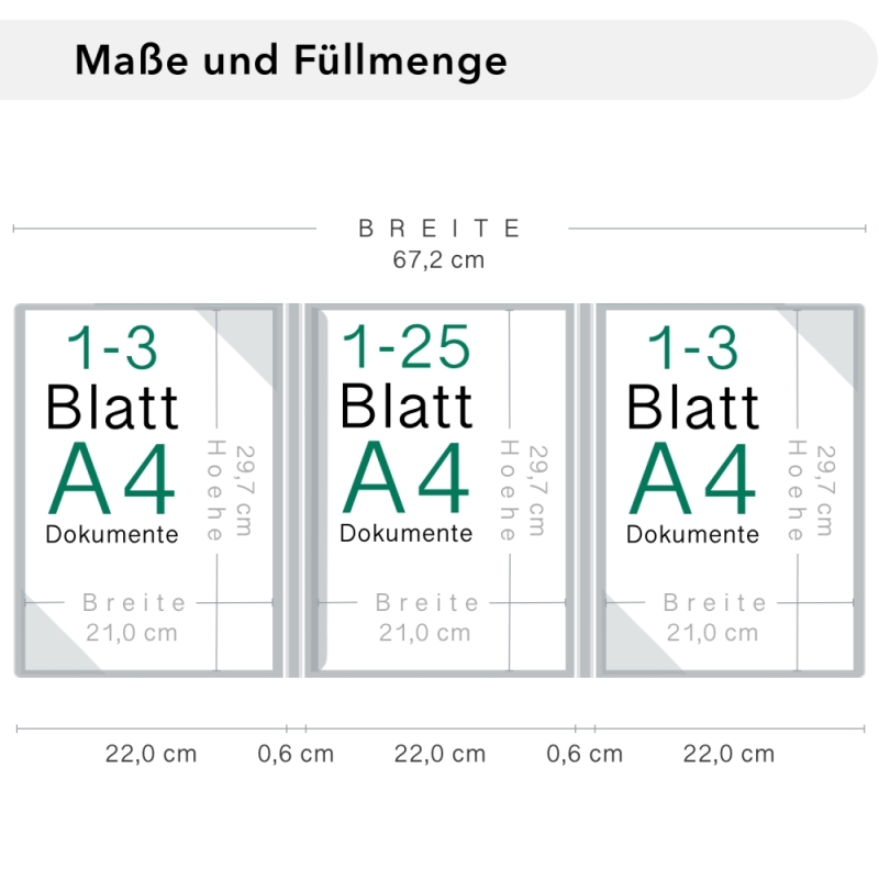 Naturkarton-Mappe 3-teilig in Steingrau mit 2 Seiten Dreiecktaschen und 1 Klemmschiene