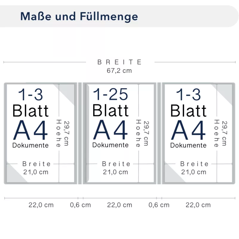 Premium Karton-Mappe 3-teilig in Marineblau mit 2 Seiten Dreiecktaschen und 1 Klemmschiene