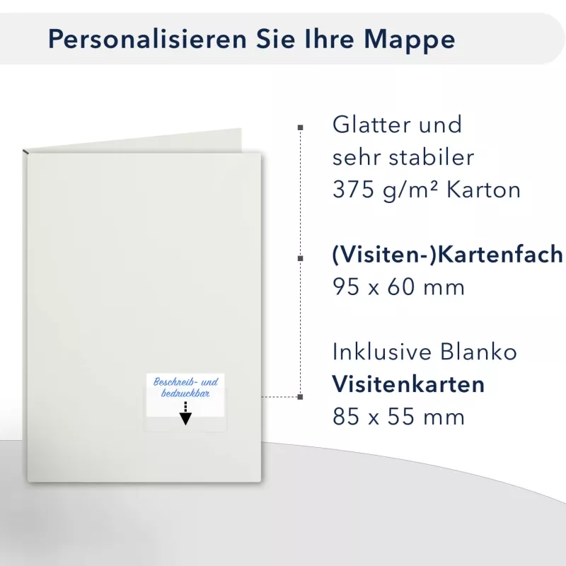 10 Stück Projektmappen mit Kartenfach (außen) und Laschen Lemani® Premium-Karton (1788)
