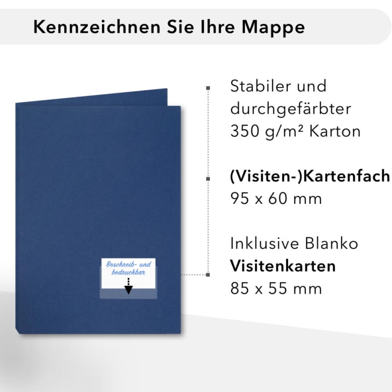 10 Stück Projektmappen mit Kartenfach (außen) und Laschen BL-exclusivdruck® Naturkarton (1768)