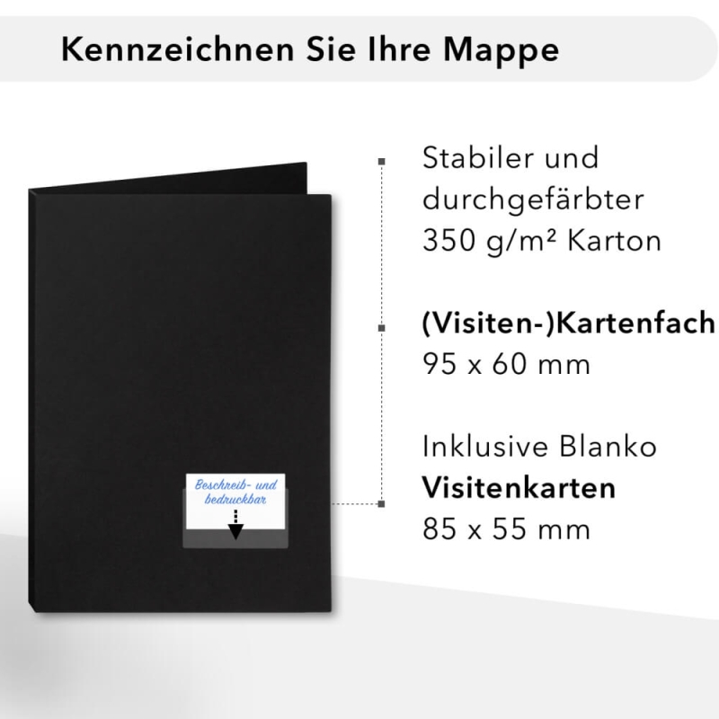 10 Stück Projektmappen mit Kartenfach (außen) und Laschen BL-exclusivdruck® Naturkarton (1758)