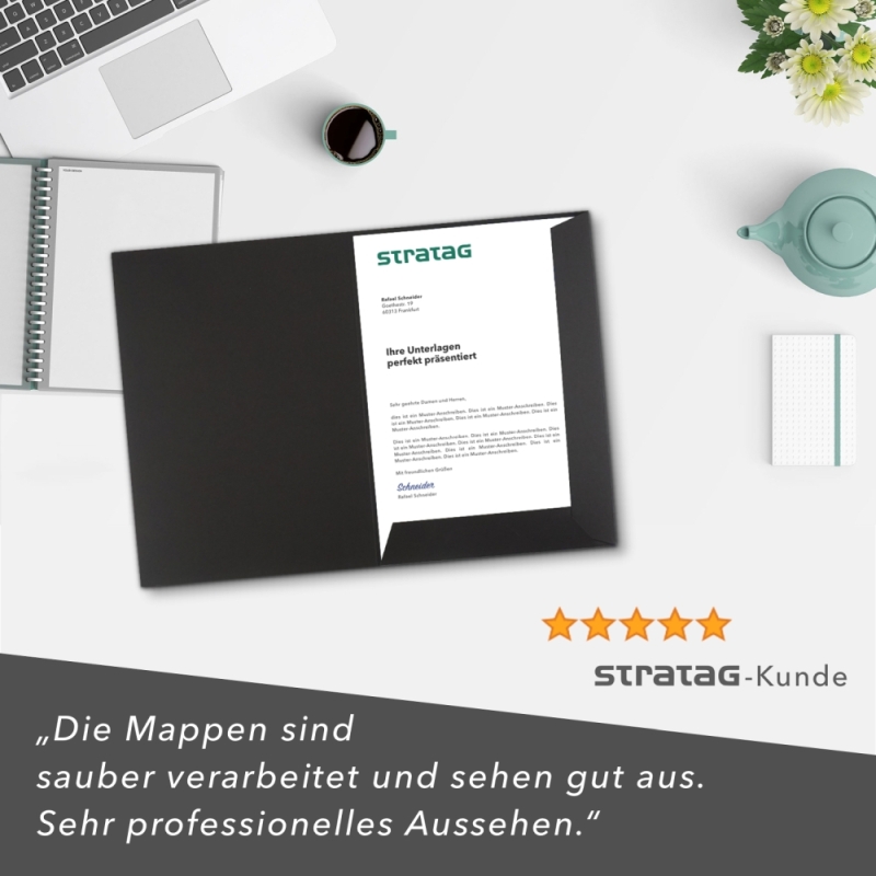 10 Stück Projektmappen mit Kartenfach (außen) und Laschen BL-exclusivdruck® Naturkarton (1758)