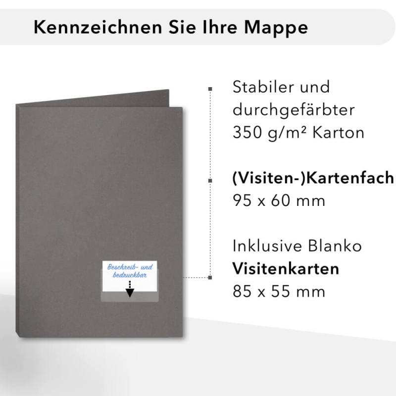 10 Stück Projektmappen mit Kartenfach (außen) und Laschen BL-exclusivdruck® Naturkarton (1748)