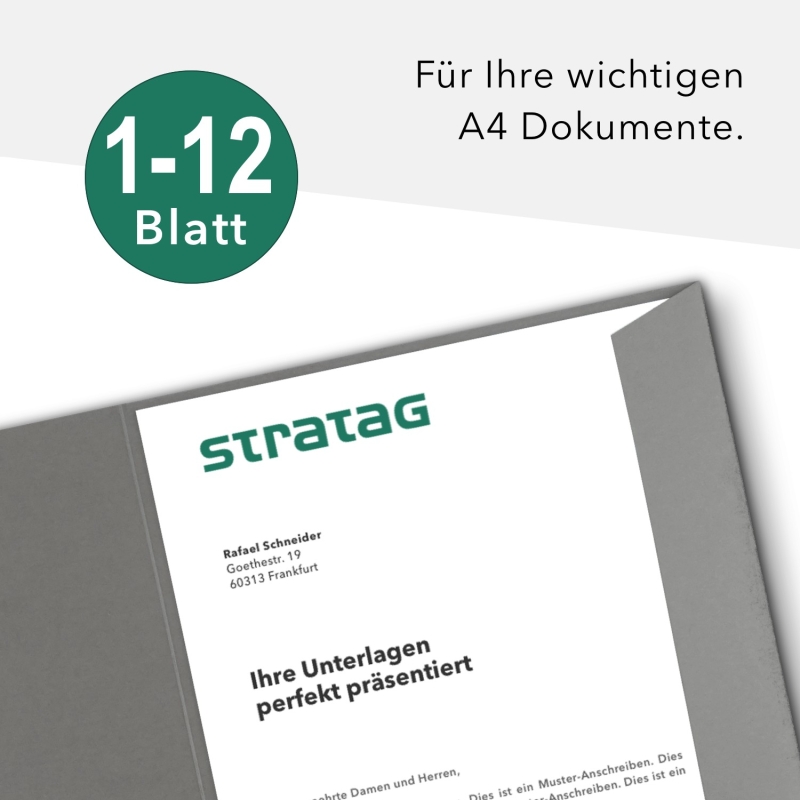 10 Stück Projektmappen mit Kartenfach (außen) und Laschen BL-exclusivdruck® Naturkarton (1748)