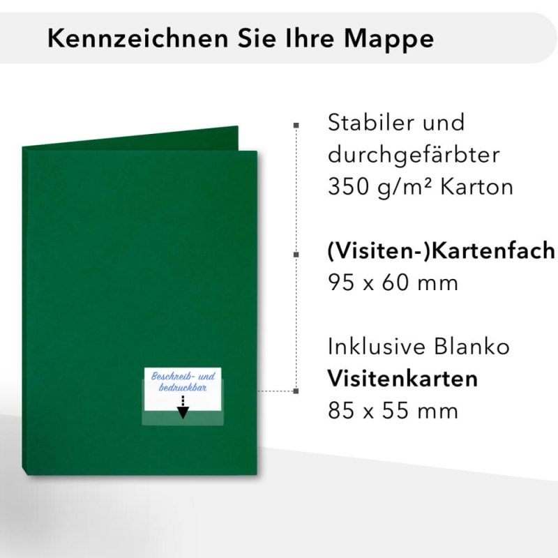 10 Stück Projektmappen mit Kartenfach (außen) und Laschen BL-exclusivdruck® Naturkarton (1708)