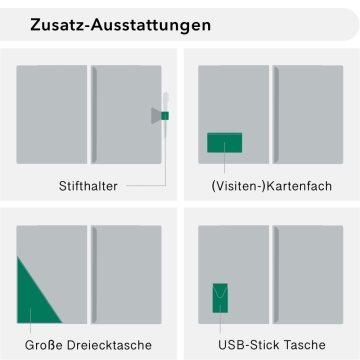 Recyclingkarton-Mappe 1-teilig in Tannengrün mit 1 Klemmschiene