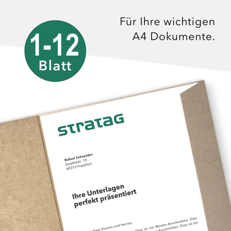 10 Stück Projektmappen mit Kartenfach (außen) und Laschen ECO Recyclingkarton (8838)