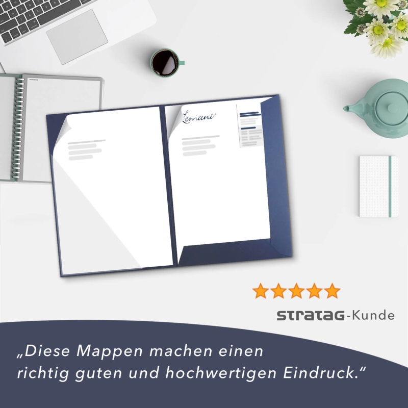10 Stück Angebotsmappen mit Laschen und großer Dreiecktasche BLexclusivdruck® Naturkarton (1323)