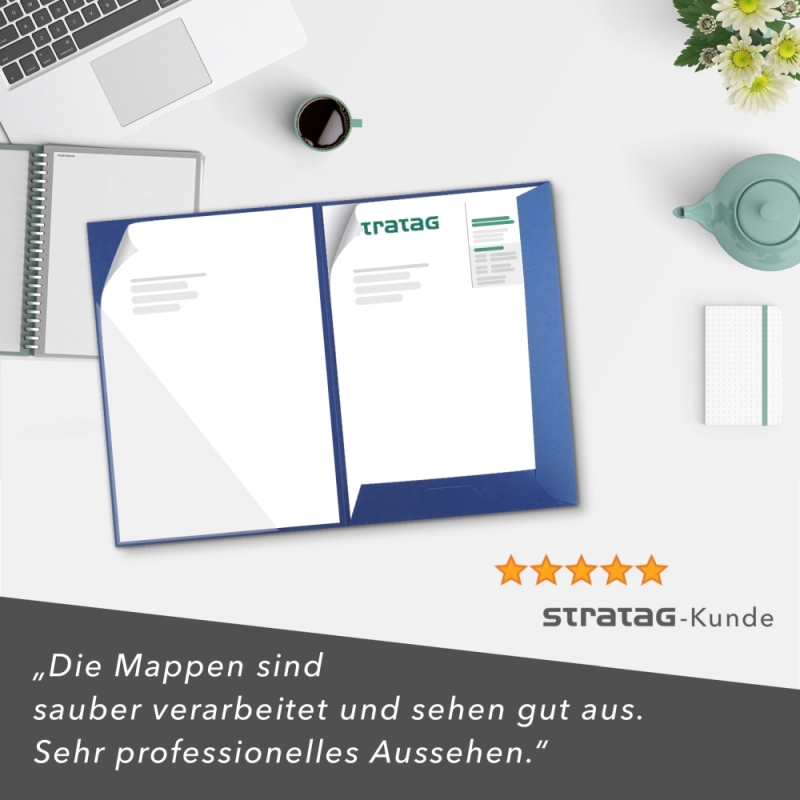 10 Stück Angebotsmappen mit Laschen und großer Dreiecktasche BLexclusivdruck® Naturkarton (1363)