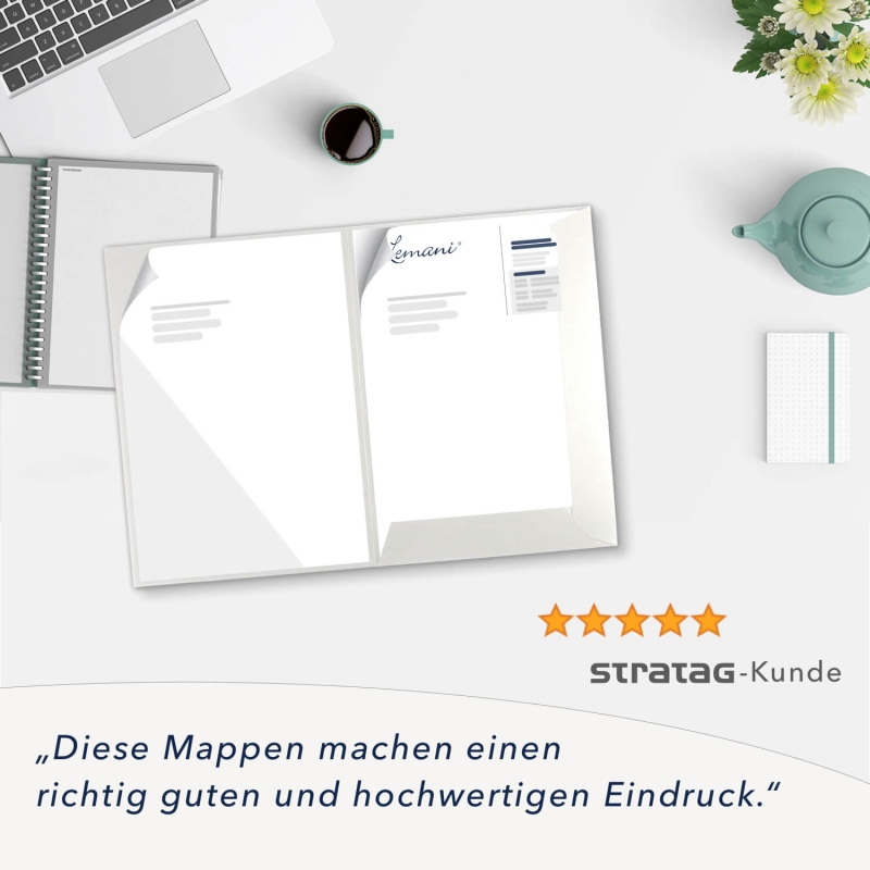 10 Stück Angebotsmappen mit Laschen und großer Dreiecktasche BLexclusivdruck® Naturkarton (1383)