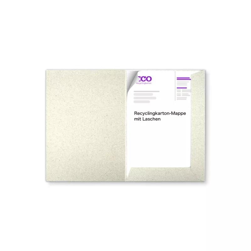 Recycling Karton-Mappe 1-teilig aus Graspapier mit Laschen