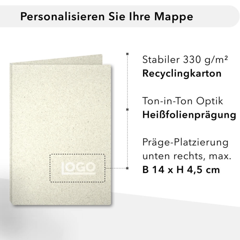 Recycling Karton-Mappe 1-teilig aus Graspapier mit Laschen