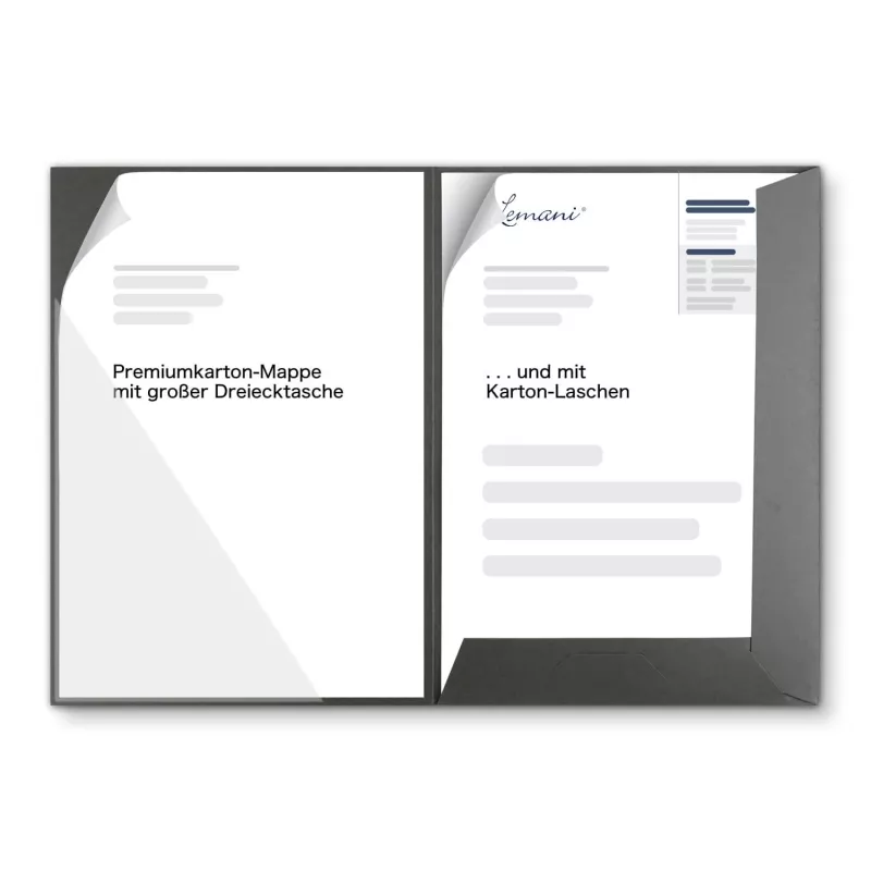 10 Stück Angebotsmappen mit Laschen und großer Dreiecktasche Lemani® Premium-Karton (1393)