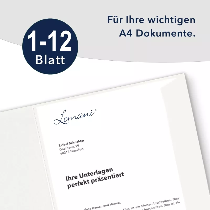 Premium Karton-Mappe 1-teilig in Perlweiß mit Laschen