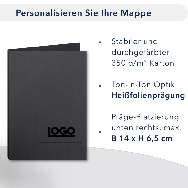 Premium Karton-Mappe 1-teilig in Graphitgrau mit Laschen