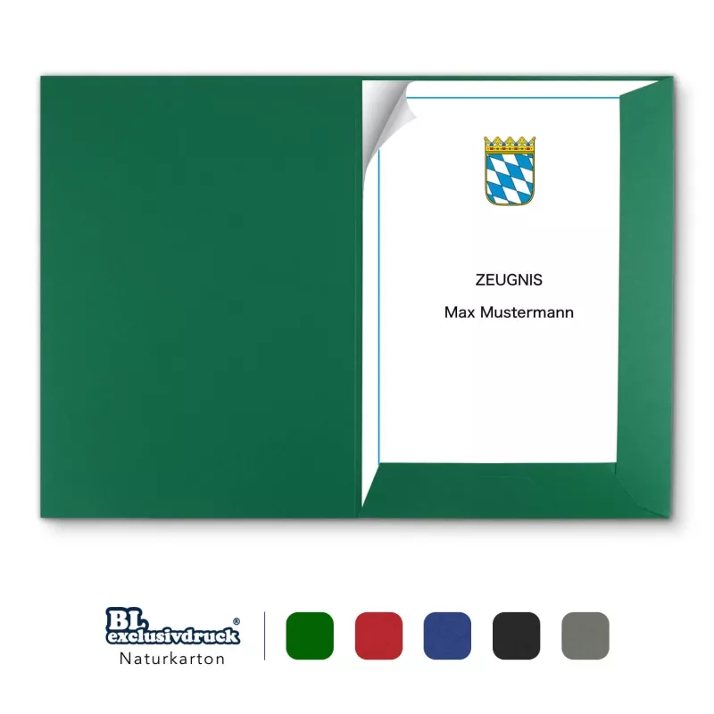 10 Stück Zeugnis-Übergabemappen BL-exclusivdruck® mit Laschen Naturkarton