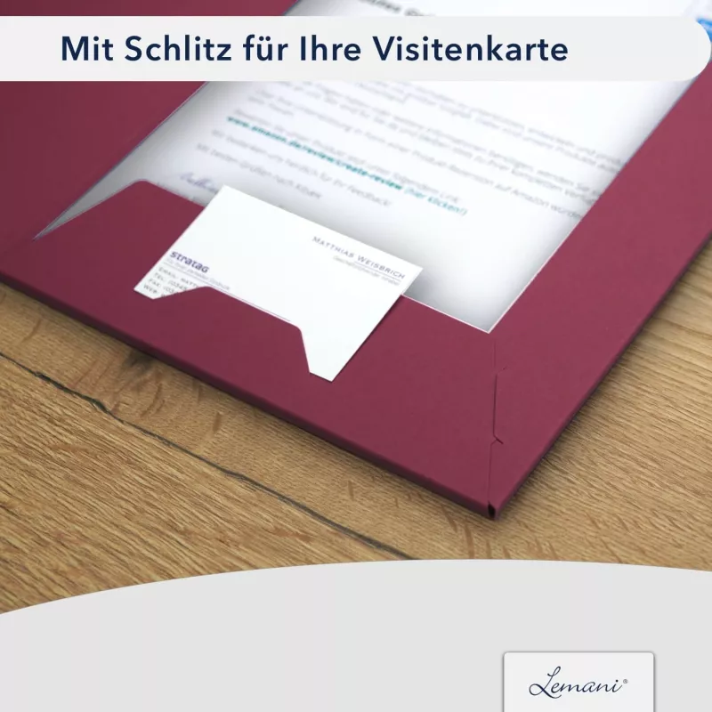 5 Stück Präsentationsmappen mit Füllhöhe Lemani® Premium-Karton (9635)